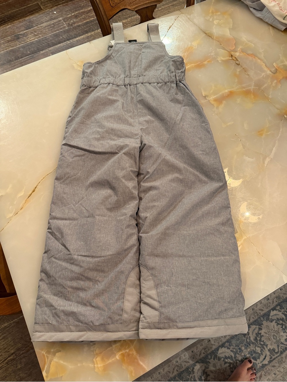 Kids Grey Insulated Snow Overalls with Adjustable Straps